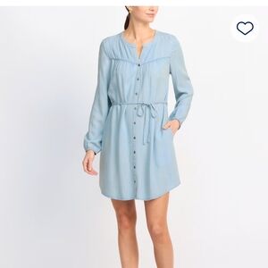 Daniel Rainn Light Blue Button-Up Long Sleeve lightweight Denim  Dress